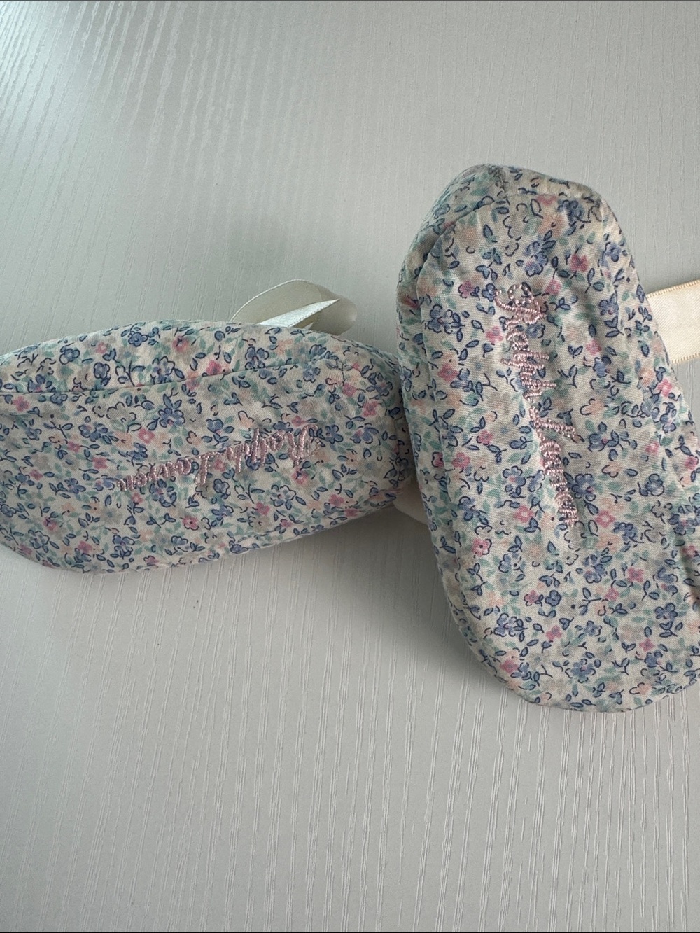 Ralph Lauren Floral Ribbon Baby Mary Janes in Cream and Pastel Blue/Pink - Picture 3 of 5
